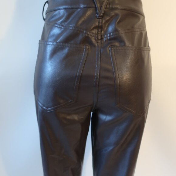 Womens Veronica Beard Beverly Skinny Flare Brown Faux Leather Jeans 30 - Picture 7 of 9